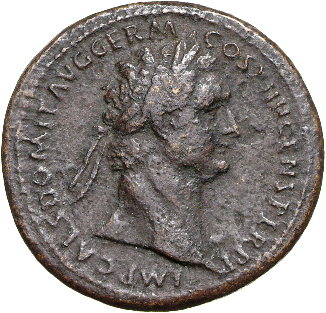 RIC II, Part 1 (second edition) Domitian 633 Domitian obverse, Head of Domitian, laureate, right