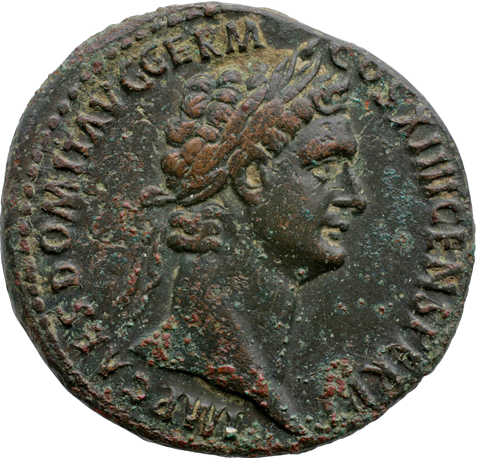 RIC II, Part 1 (second edition) Domitian 648 Domitian obverse, Head of Domitian, laureate, right