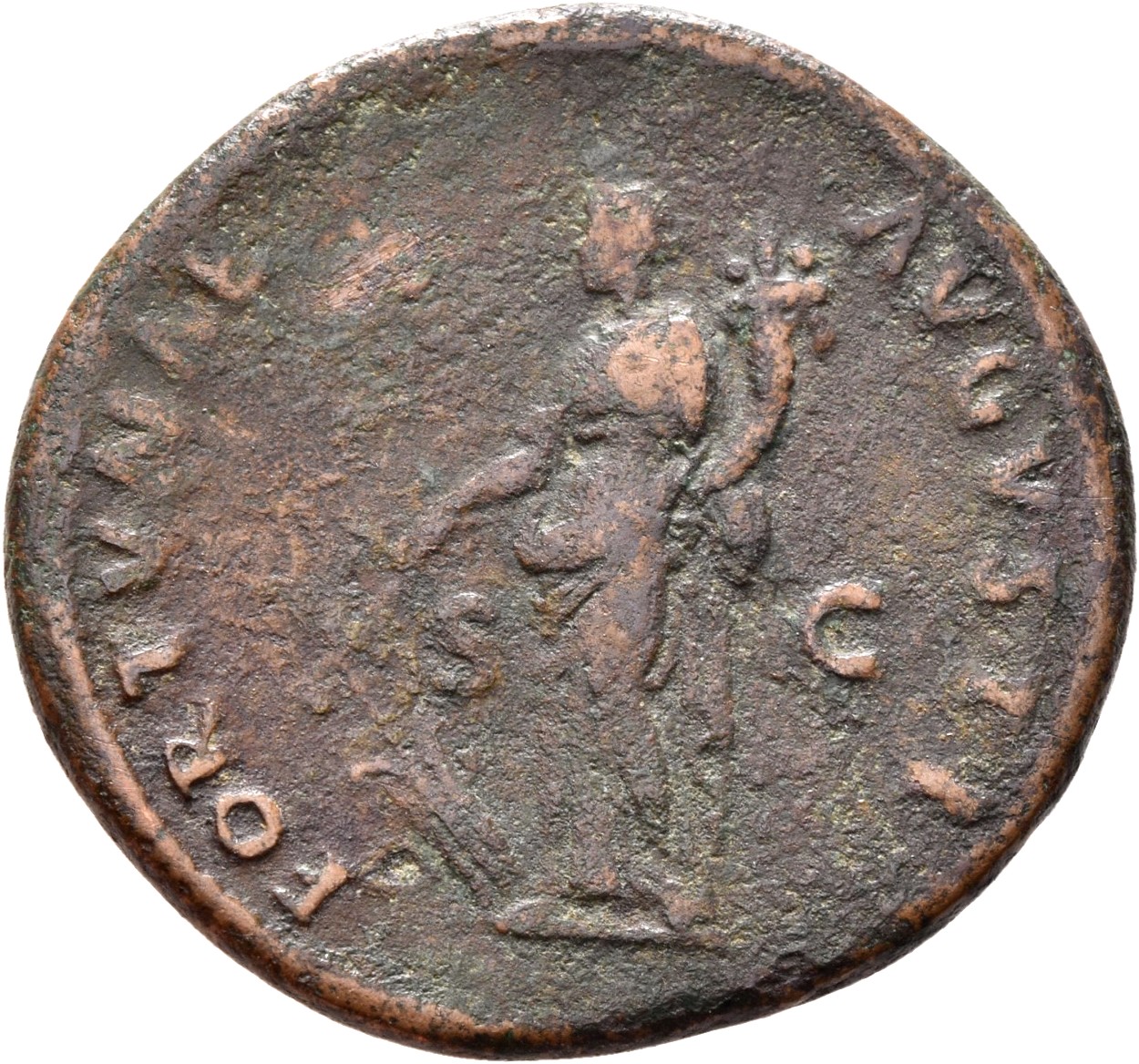 RIC II, Part 1 (second edition) Domitian 648 Domitian reverse, Fortuna standing left, holding rudder and cornucopiae