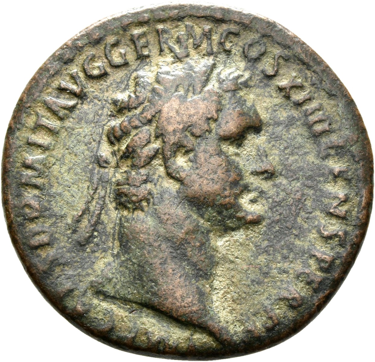 RIC II, Part 1 (second edition) Domitian 650 Domitian obverse, Head of Domitian, laureate, right