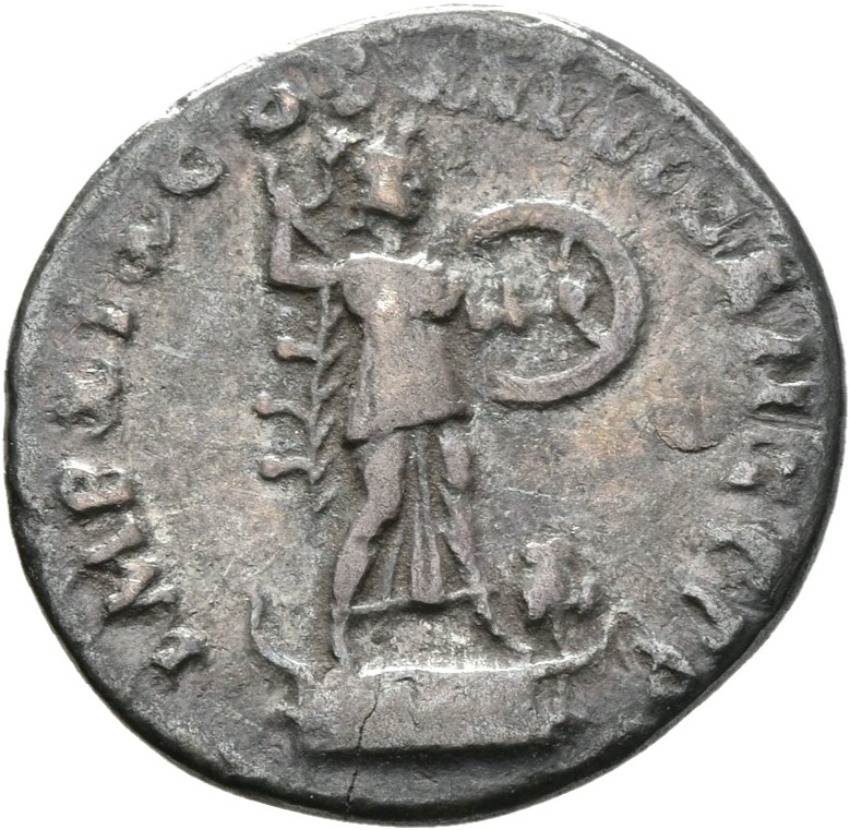 RIC II, Part 1 (second edition) Domitian 668 Domitian reverse, Minerva standing right on top of rostral column, holding sp...