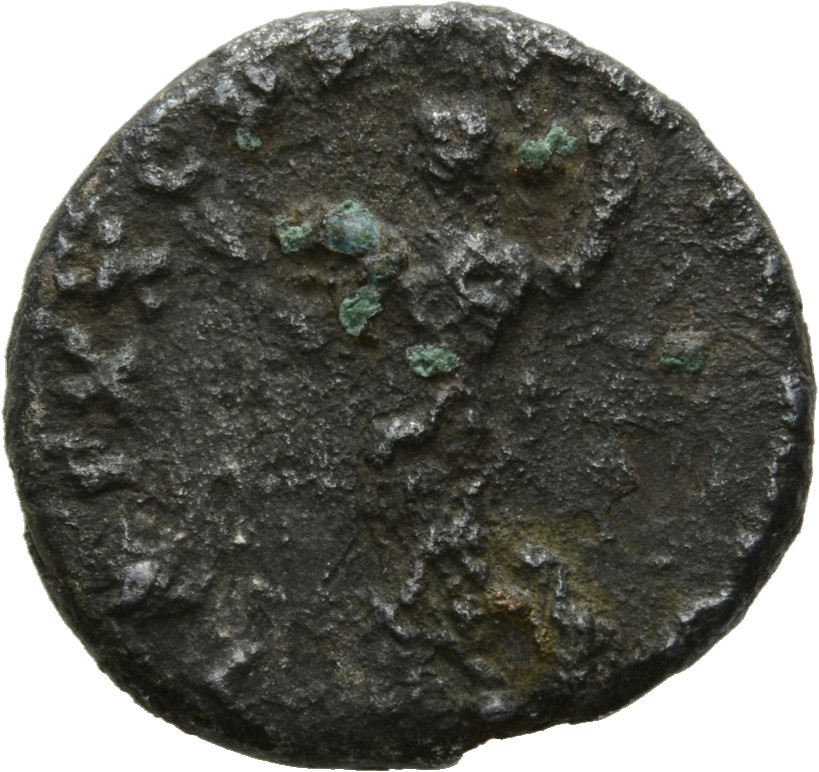 RIC II, Part 1 (second edition) Domitian 673 Domitian reverse, Minerva standing left, holding thunderbolt and spear; shiel...