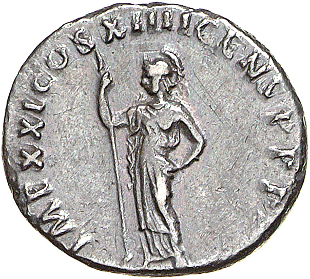 RIC II, Part 1 (second edition) Domitian 677 Domitian reverse, Minerva standing left, holding spear