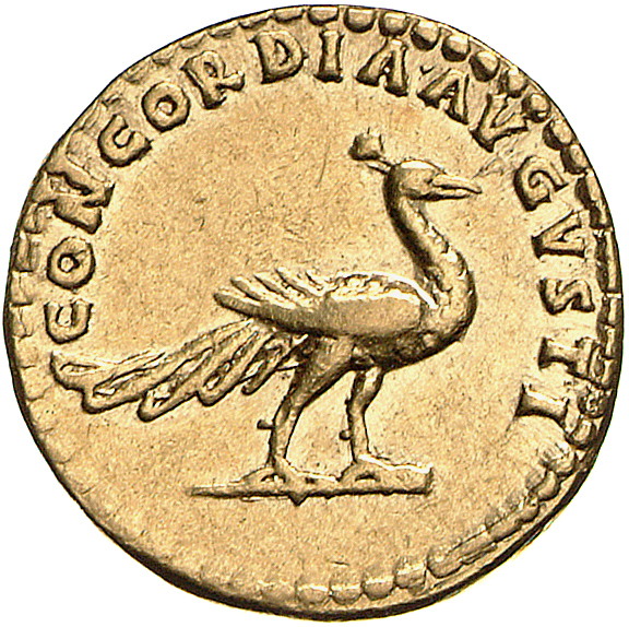 RIC II, Part 1 (second edition) Domitian 681 Domitian reverse, Peacock right