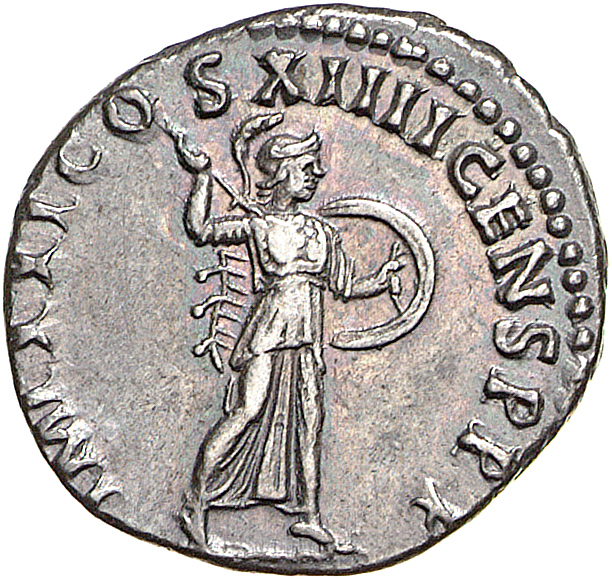 RIC II, Part 1 (second edition) Domitian 685 Domitian reverse, Minerva advancing right, holding spear and shield