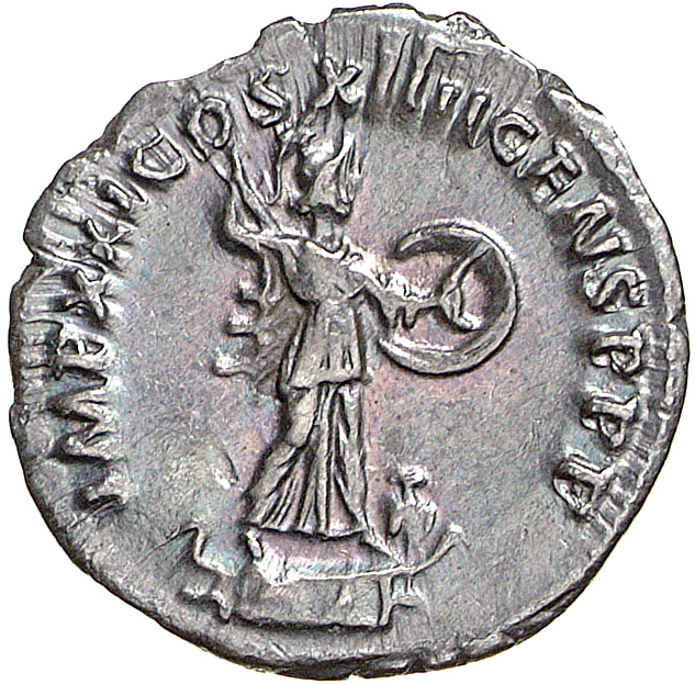 RIC II, Part 1 (second edition) Domitian 686 Domitian reverse, Minerva standing right on top of rostral column, holding sp...