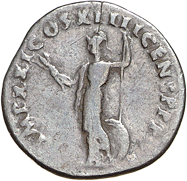 RIC II, Part 1 (second edition) Domitian 687 Domitian reverse, Minerva standing left, holding thunderbolt and spear; shiel...