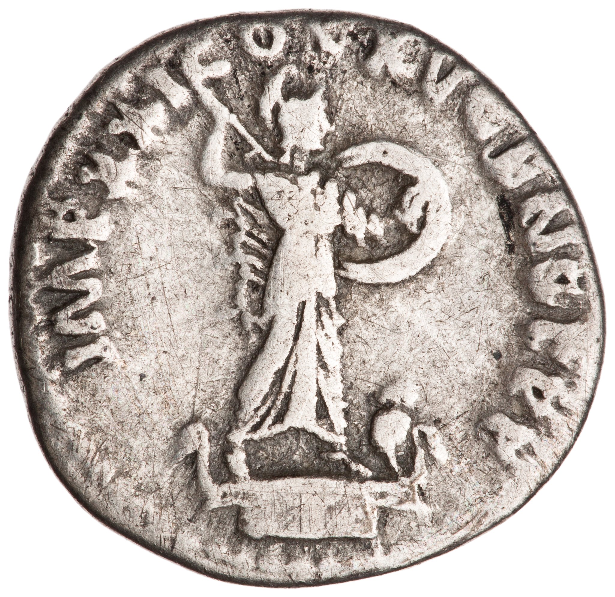 RIC II, Part 1 (second edition) Domitian 690 Domitian reverse, Minerva standing right on top of rostral column, holding sp...