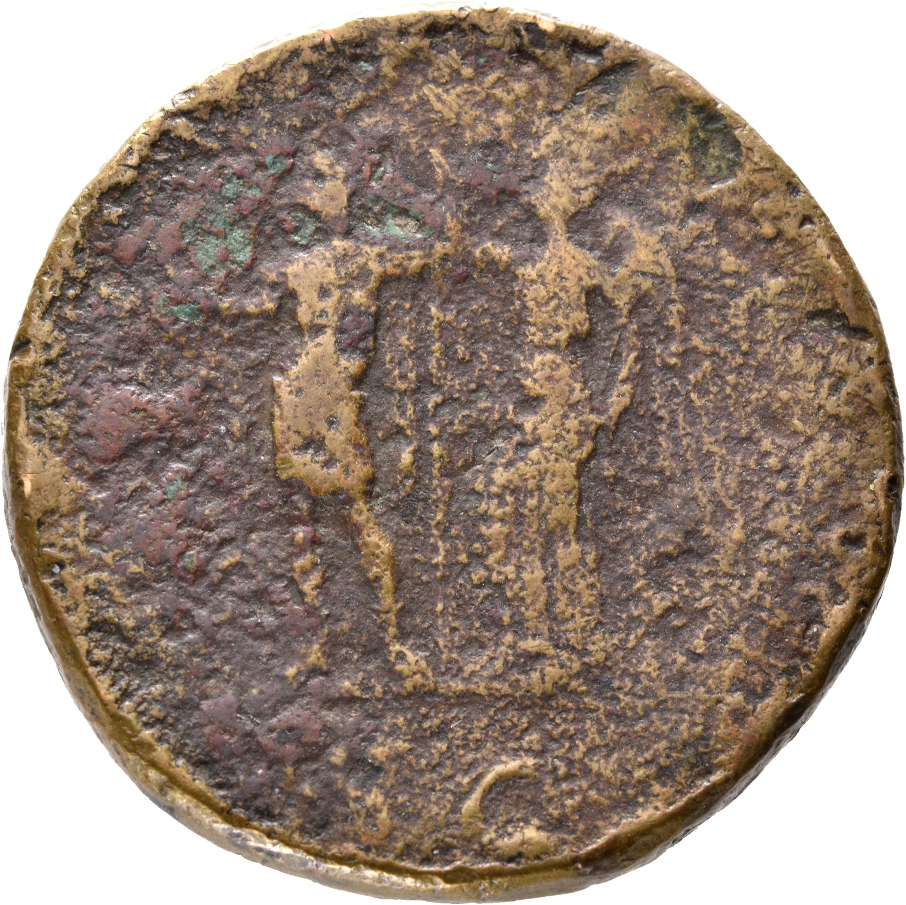 RIC II, Part 1 (second edition) Domitian 703 Domitian reverse, Domitian standing left, holding thunderbolt and spear, bein...