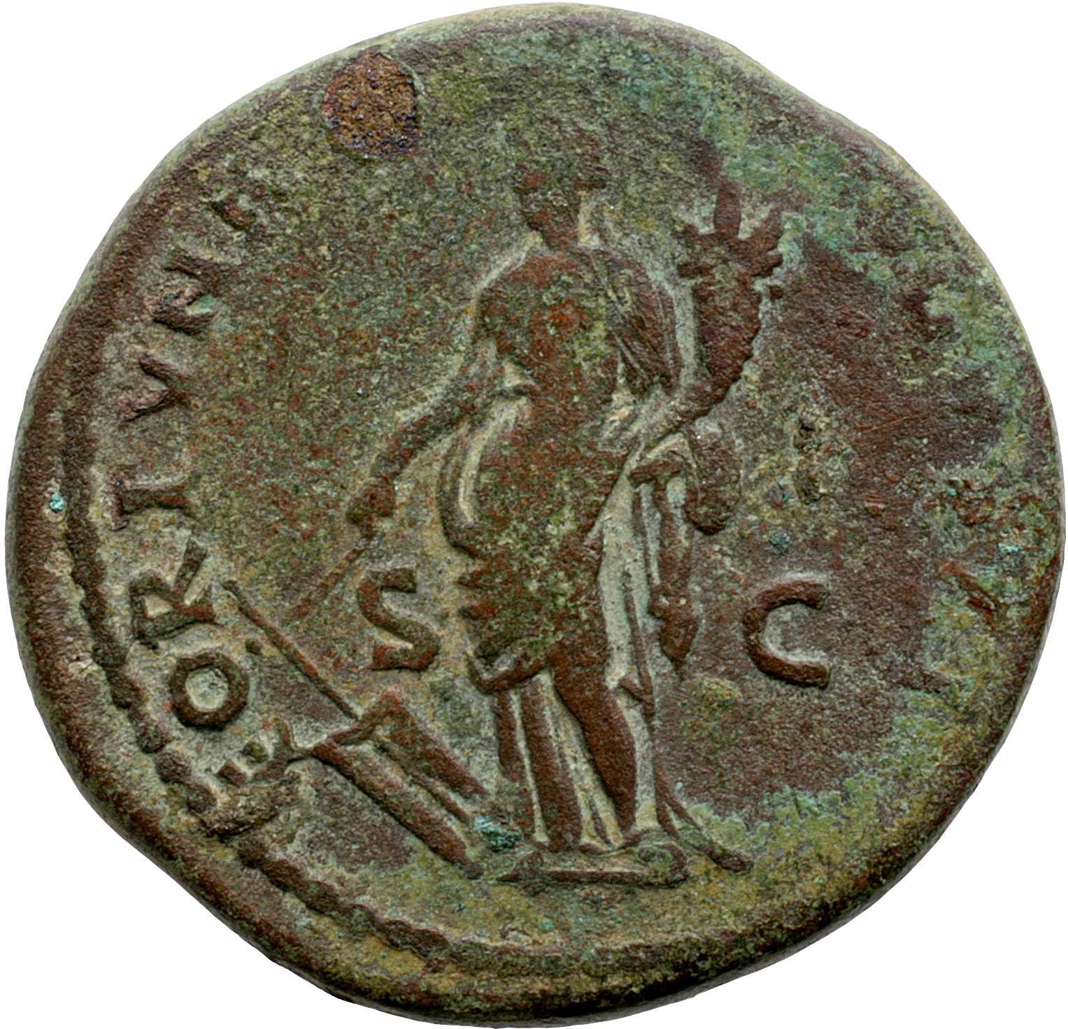 RIC II, Part 1 (second edition) Domitian 705 Domitian reverse, Fortuna standing left, holding rudder and cornucopiae