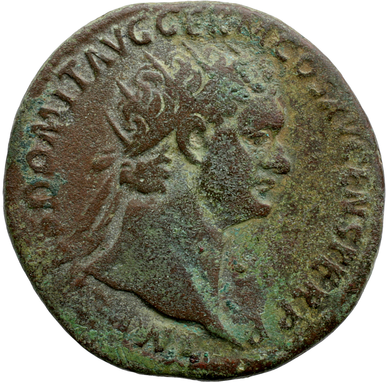RIC II, Part 1 (second edition) Domitian 705 Domitian obverse, Head of Domitian, radiate, right