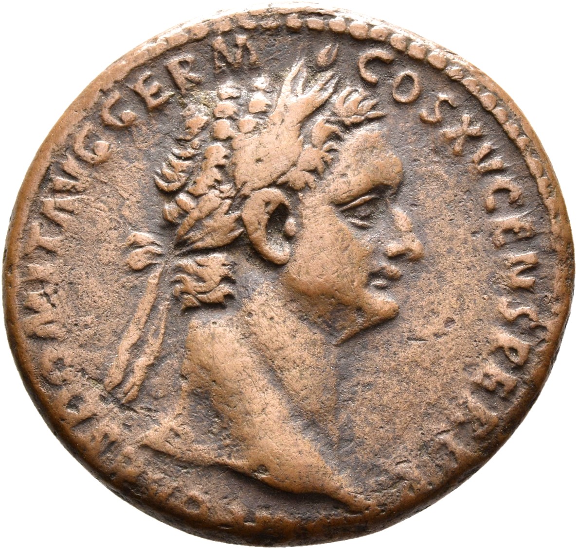 RIC II, Part 1 (second edition) Domitian 707 Domitian obverse, Head of Domitian, laureate, right