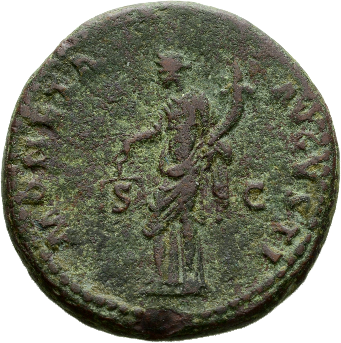 RIC II, Part 1 (second edition) Domitian 708 Domitian reverse, Moneta standing left, holding scales in right hand and corn...