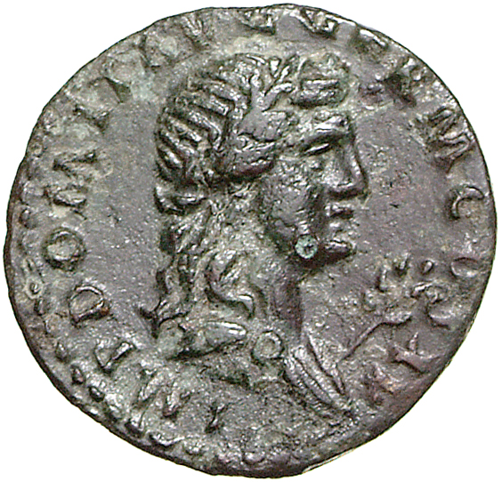 RIC II, Part 1 (second edition) Domitian 715 Domitian obverse, Bust of Apollo, draped, right; branch right