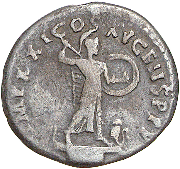 RIC II, Part 1 (second edition) Domitian 720 Domitian reverse, Minerva standing right on top of rostral column, holding sp...