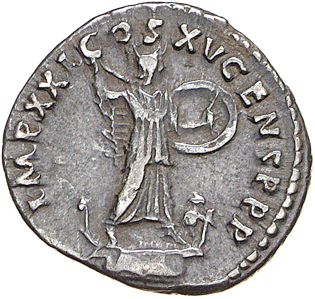 RIC II, Part 1 (second edition) Domitian 725 Domitian reverse, Minerva standing right on top of rostral column, holding sp...
