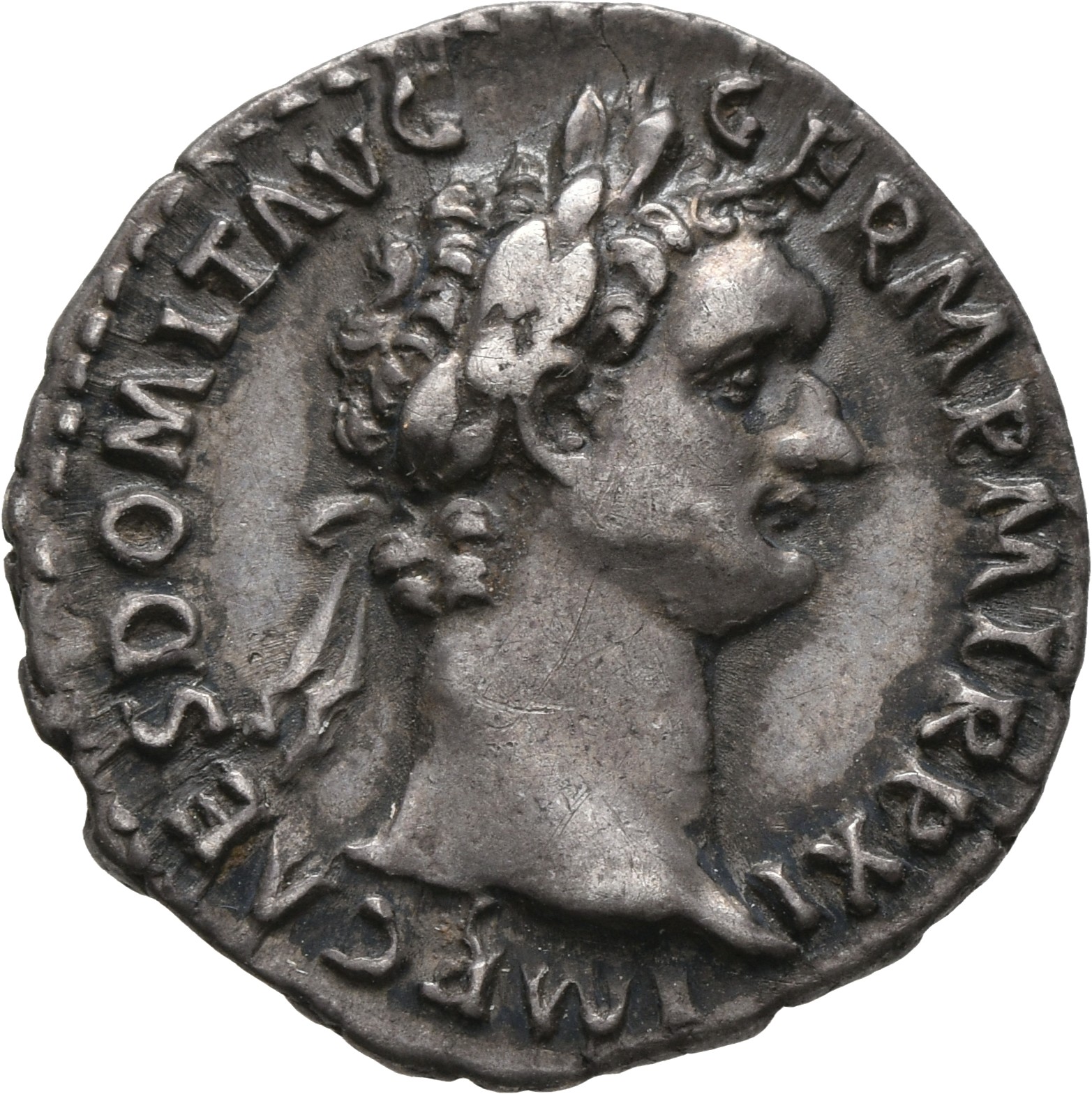RIC II, Part 1 (second edition) Domitian 727 Domitian obverse, Head of Domitian, laureate, right