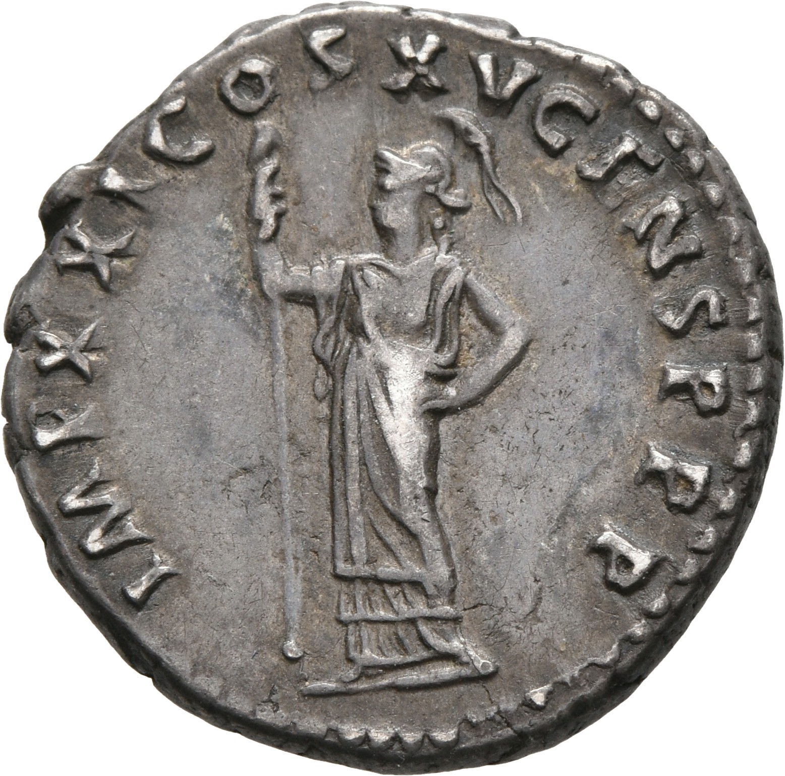 RIC II, Part 1 (second edition) Domitian 727 Domitian reverse, Minerva standing left, holding spear