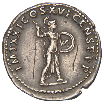 RIC II, Part 1 (second edition) Domitian 729 Domitian reverse, Minerva advancing right, holding spear and shield