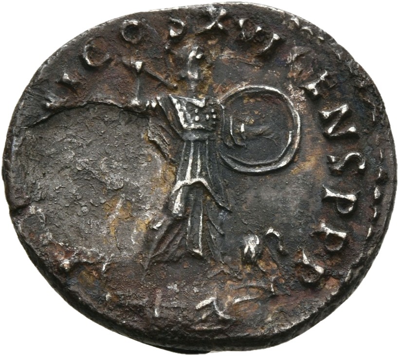 RIC II, Part 1 (second edition) Domitian 730 Domitian reverse, Minerva standing right on top of rostral column, holding sp...