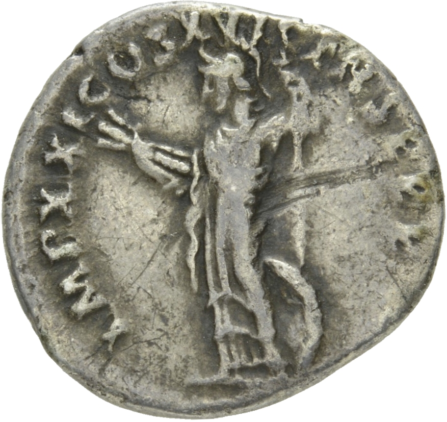 RIC II, Part 1 (second edition) Domitian 732 Domitian reverse, Minerva standing left, holding thunderbolt and spear; shiel...