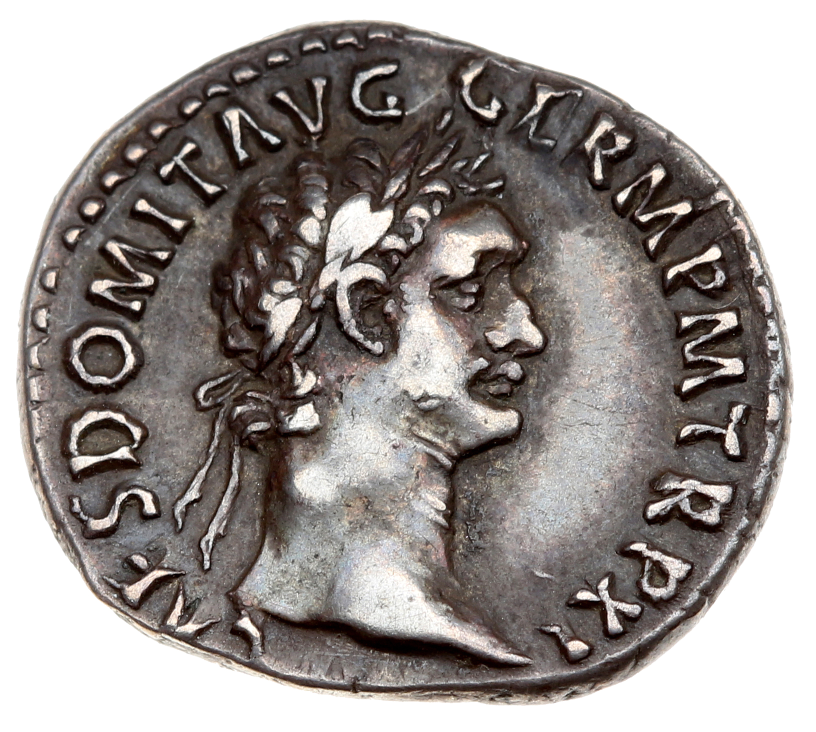 RIC II, Part 1 (second edition) Domitian 737 Domitian obverse, Head of Domitian, laureate, right