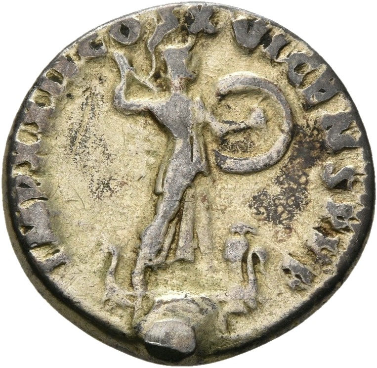 RIC II, Part 1 (second edition) Domitian 740 Domitian reverse, Minerva standing right on top of rostral column, holding sp...