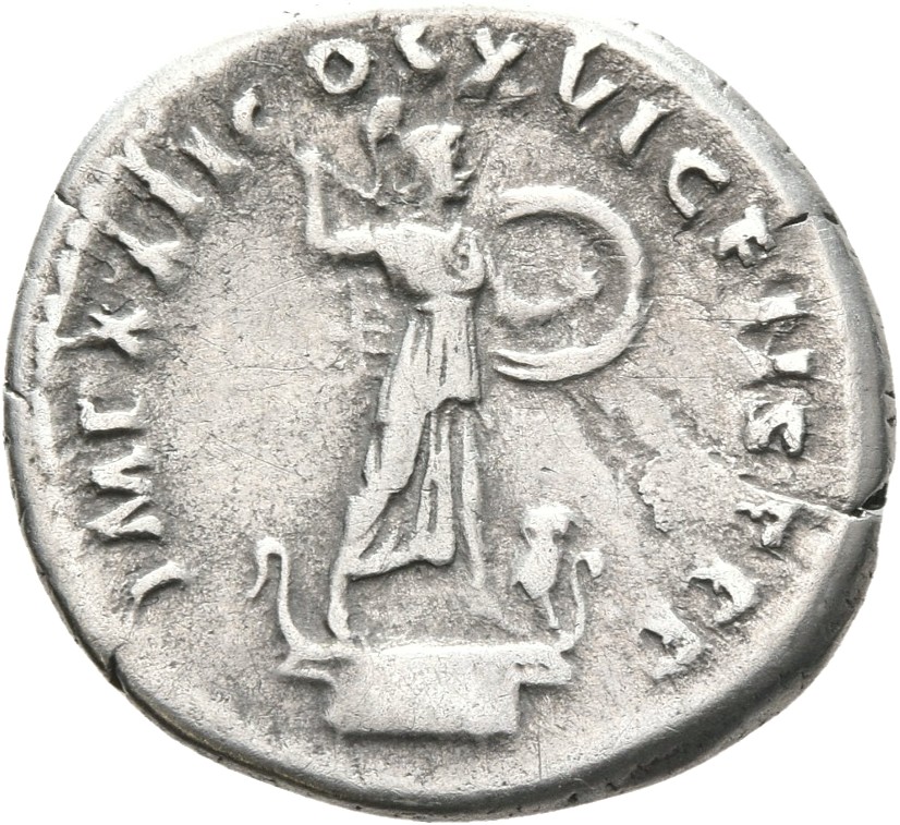 RIC II, Part 1 (second edition) Domitian 740 Domitian reverse, Minerva standing right on top of rostral column, holding sp...