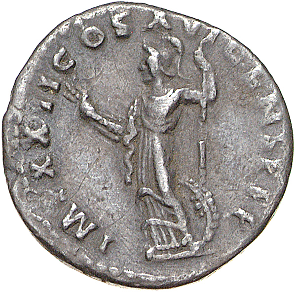 RIC II, Part 1 (second edition) Domitian 741 Domitian reverse, Minerva standing left, holding thunderbolt and spear; shiel...