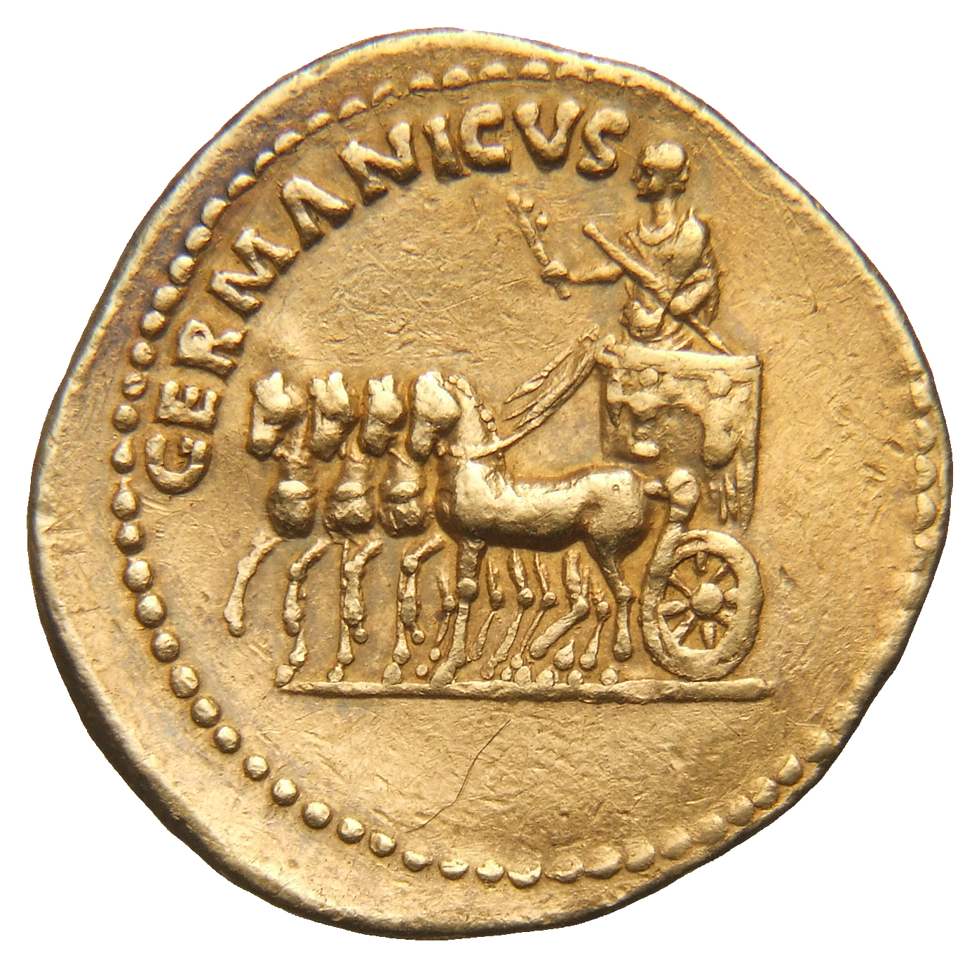 RIC II, Part 1 (second edition) Domitian 750 Domitian reverse, Domitian in triumphal quadriga left, holding branch and sce...