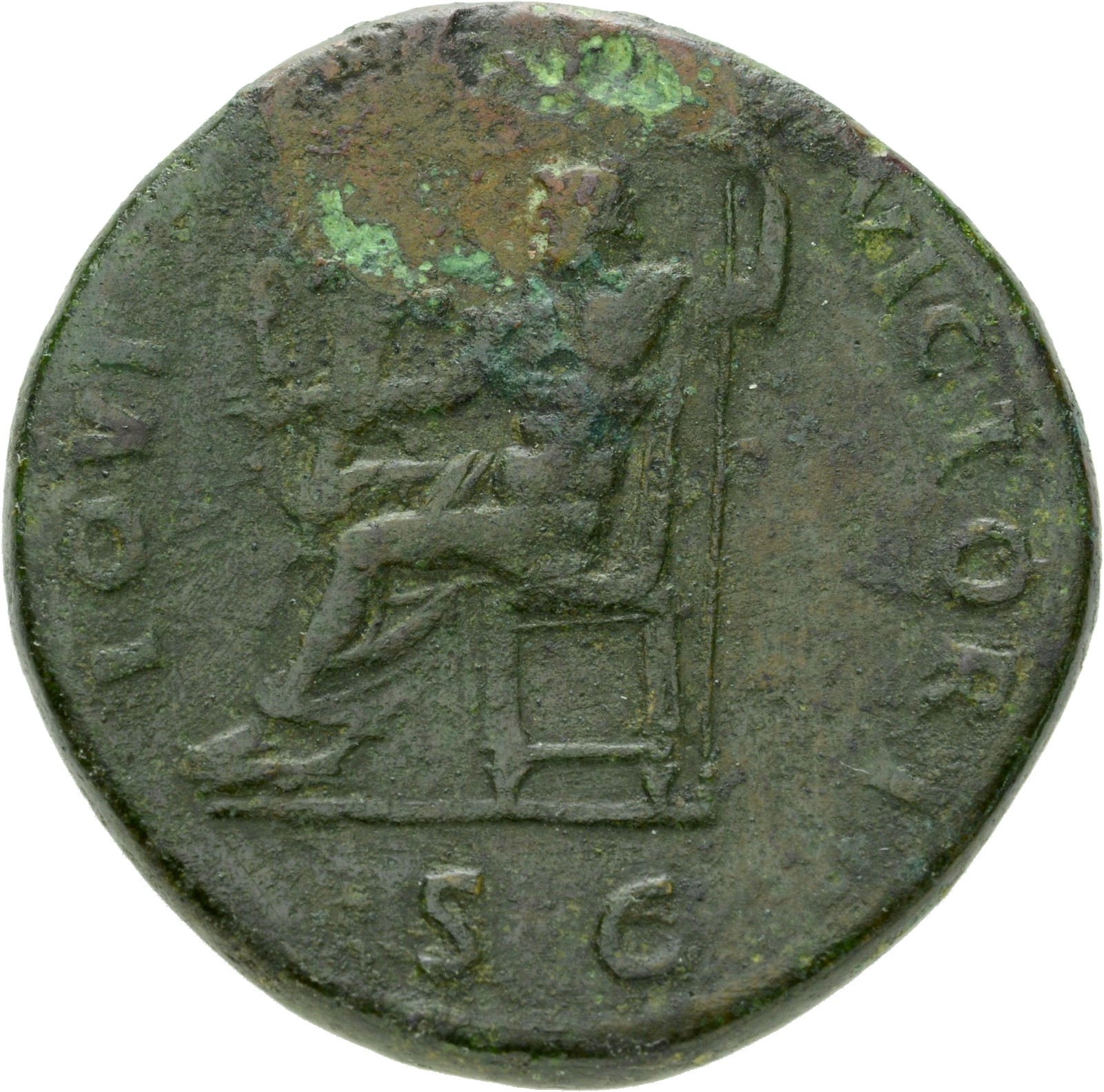 RIC II, Part 1 (second edition) Domitian 751 Domitian reverse, Jupiter seated left, holding Victory in right and vertical ...