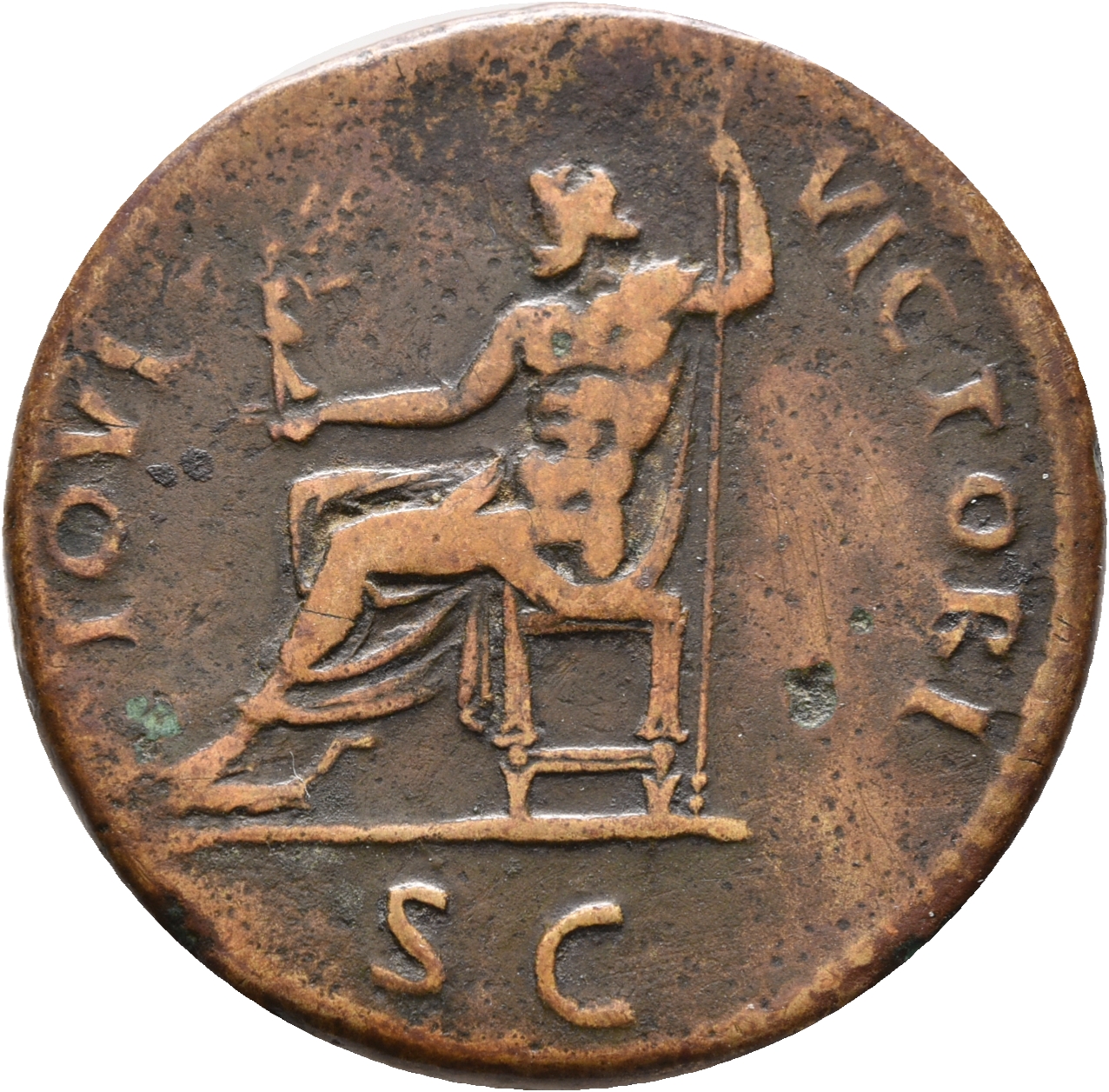 RIC II, Part 1 (second edition) Domitian 751 Domitian reverse, Jupiter seated left, holding Victory in right and vertical ...