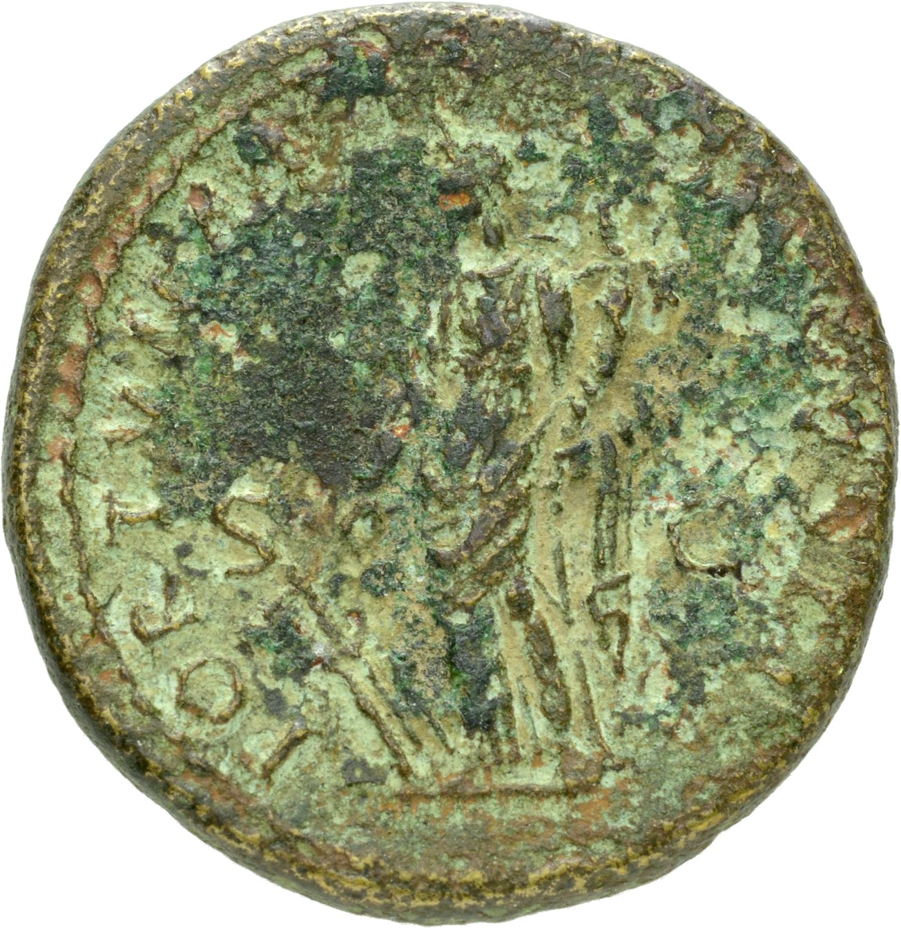 RIC II, Part 1 (second edition) Domitian 753 Domitian reverse, Fortuna standing left, holding rudder and cornucopiae