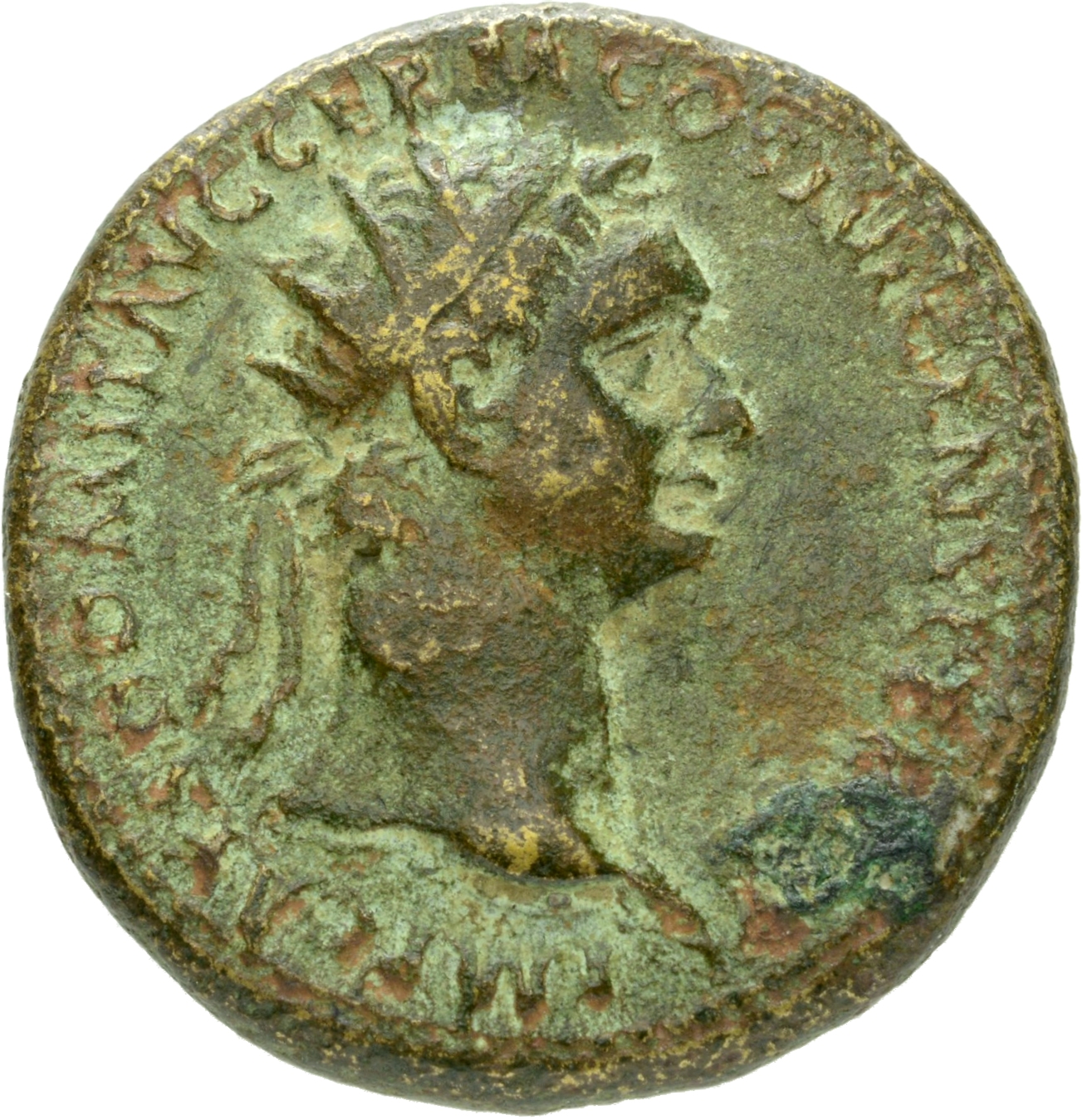 RIC II, Part 1 (second edition) Domitian 753 Domitian obverse, Head of Domitian, radiate, right