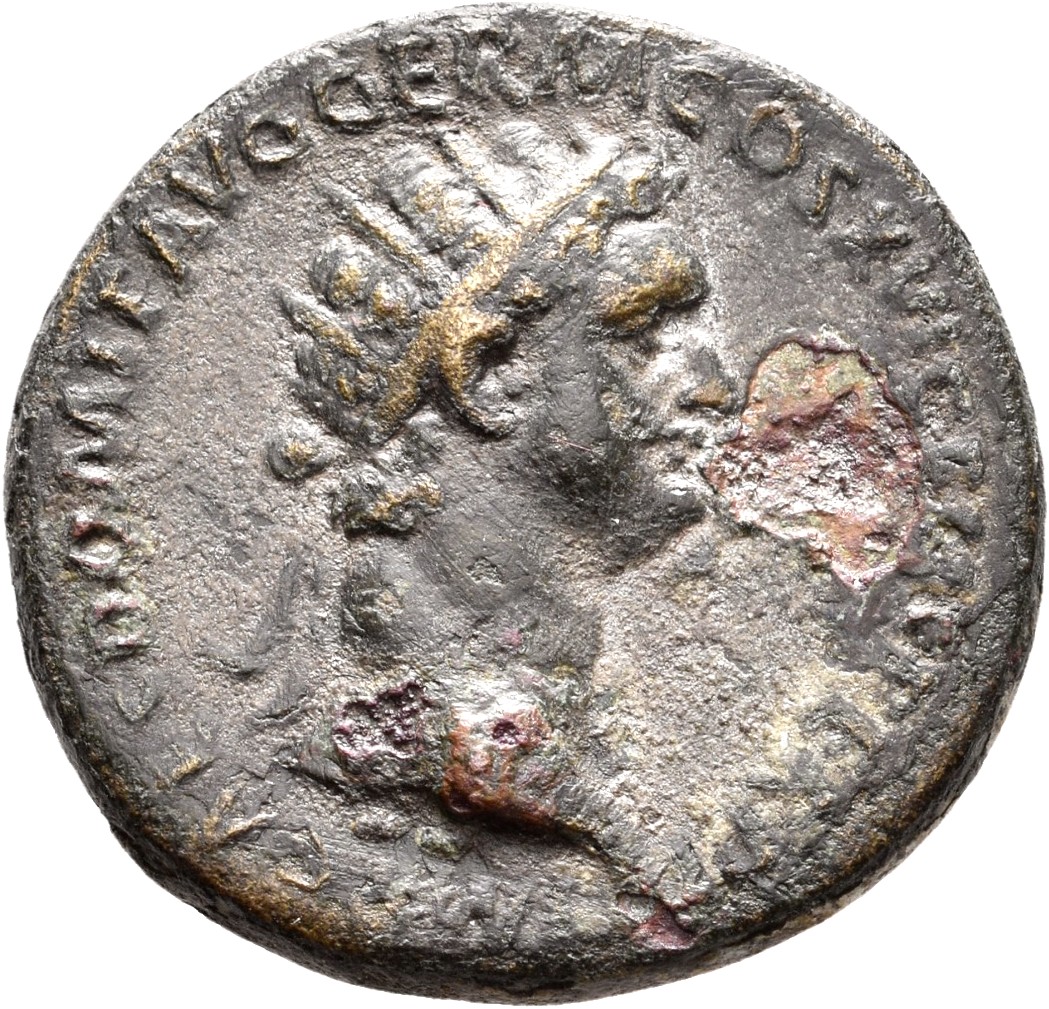 RIC II, Part 1 (second edition) Domitian 753 Domitian obverse, Head of Domitian, radiate, right