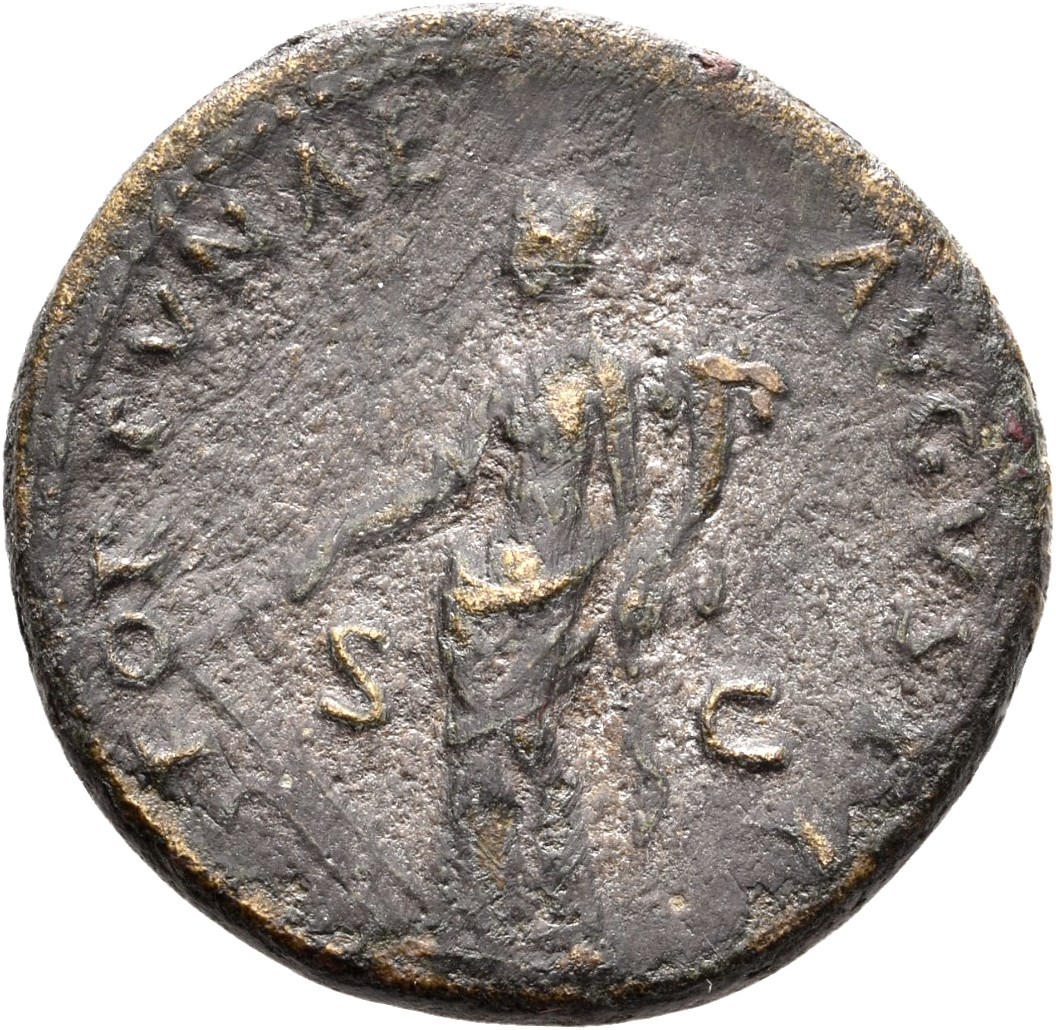 RIC II, Part 1 (second edition) Domitian 753 Domitian reverse, Fortuna standing left, holding rudder and cornucopiae