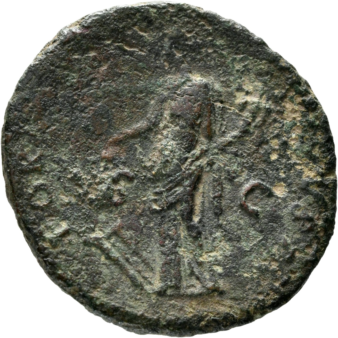 RIC II, Part 1 (second edition) Domitian 755 Domitian reverse, Fortuna standing left, holding rudder and cornucopiae