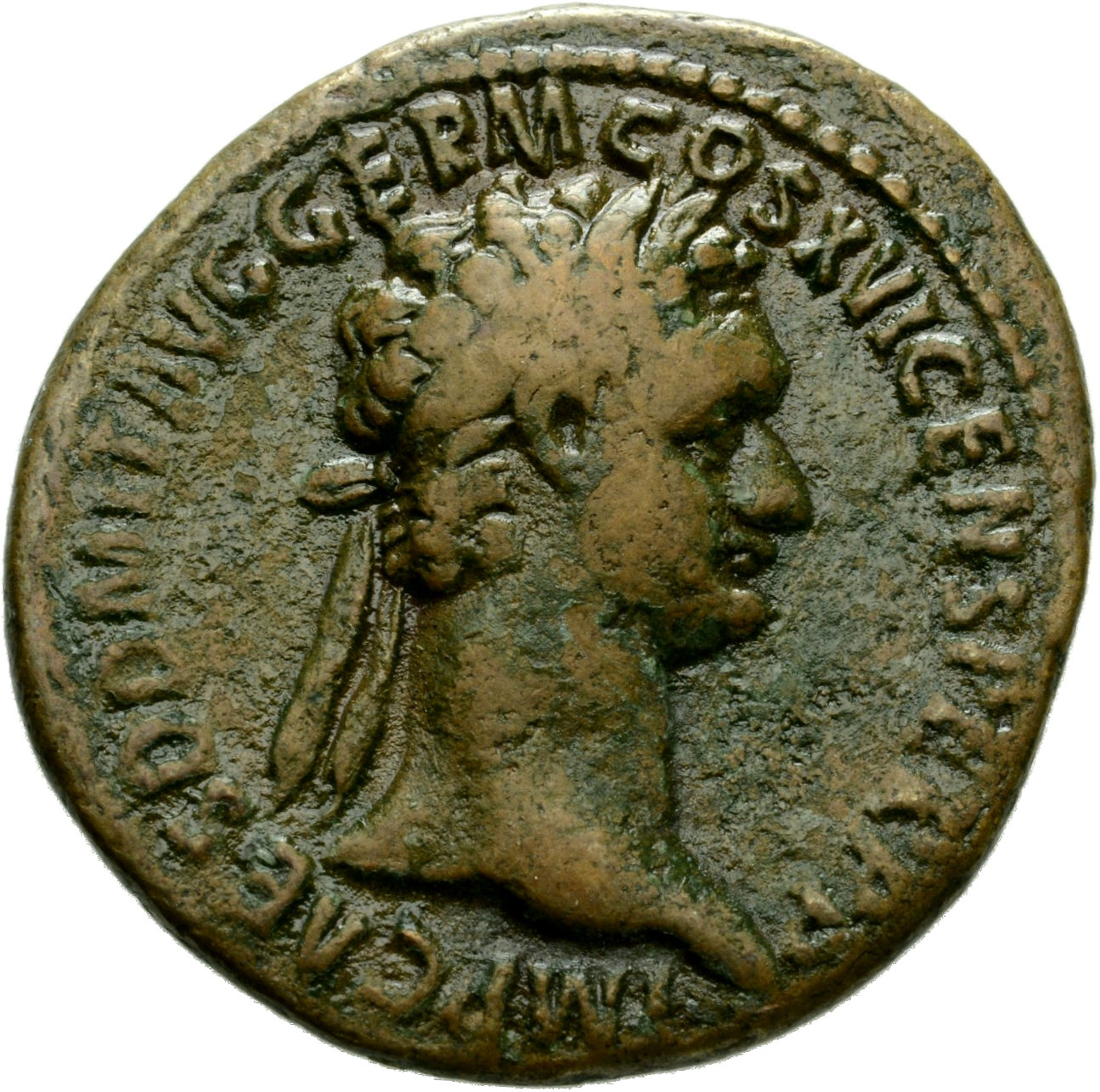 RIC II, Part 1 (second edition) Domitian 756 Domitian obverse, Head of Domitian, laureate, right