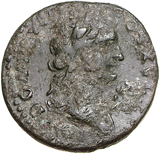 RIC II, Part 1 (second edition) Domitian 758 Domitian obverse, Bust of Apollo, draped, right; branch front