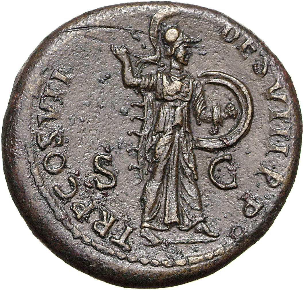 RIC II, Part 1 (second edition) Domitian 76 Domitian reverse, Minerva advancing right, holding spear and shield