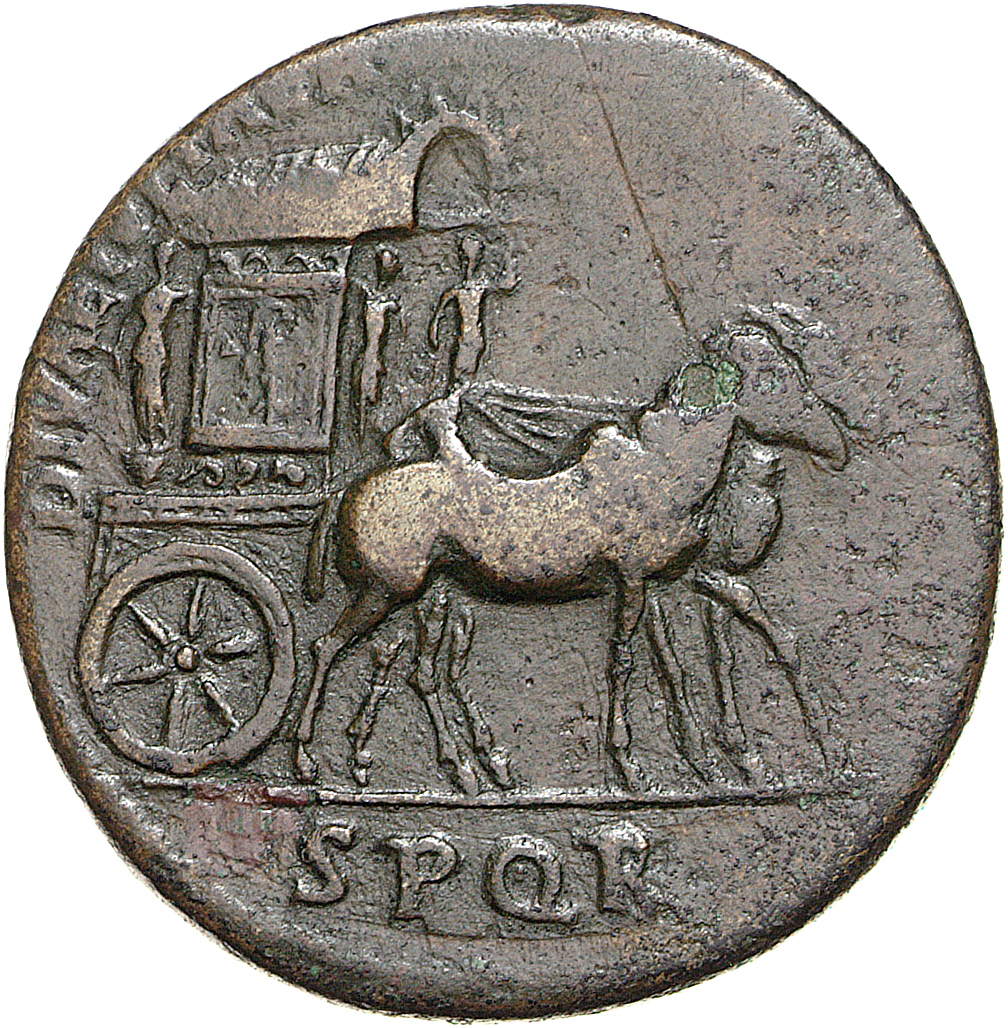 RIC II, Part 1 (second edition) Domitian 760 Domitian obverse, Carpentum drawn right by two mules