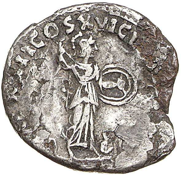 RIC II, Part 1 (second edition) Domitian 762 Domitian reverse, Minerva standing right on top of rostral column, holding sp...