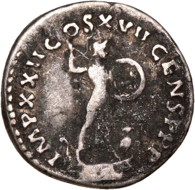 RIC II, Part 1 (second edition) Domitian 771 Domitian reverse, Minerva standing right on top of rostral column, holding sp...