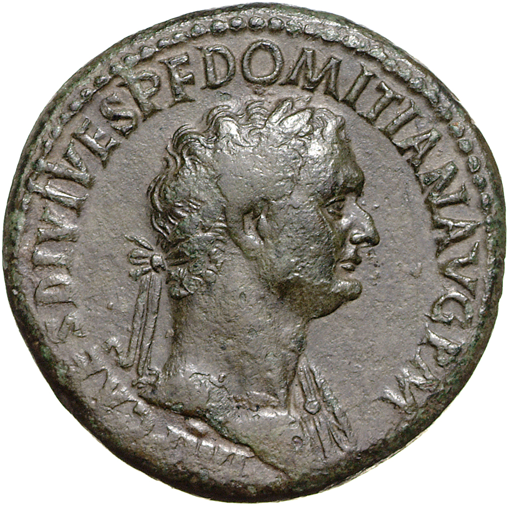 RIC II, Part 1 (second edition) Domitian 78A Domitian obverse, Bust of Domitian, laureate, draped on left shoulder, right