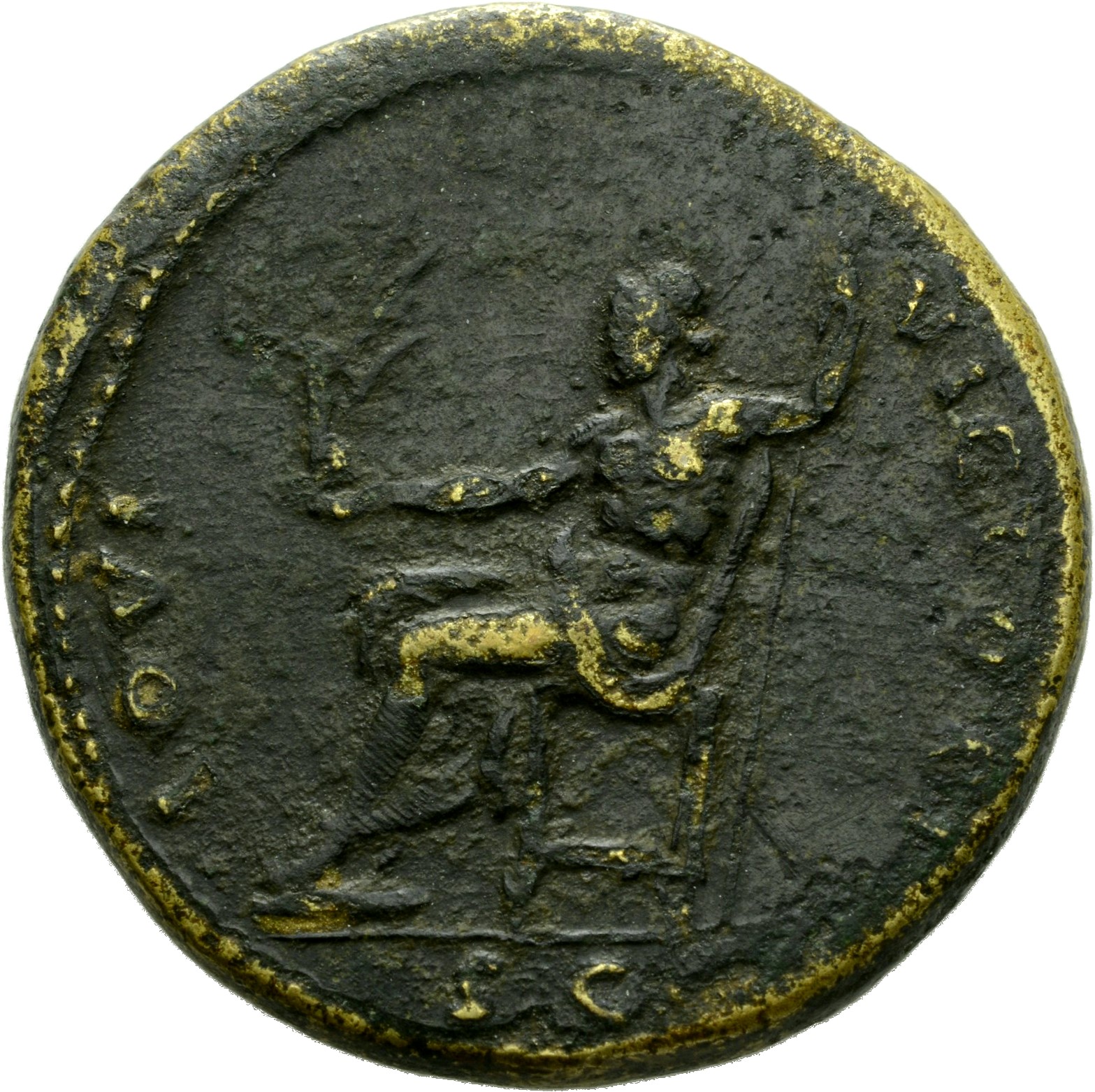 RIC II, Part 1 (second edition) Domitian 794 Domitian reverse, Jupiter seated left, holding Victory in right and vertical ...