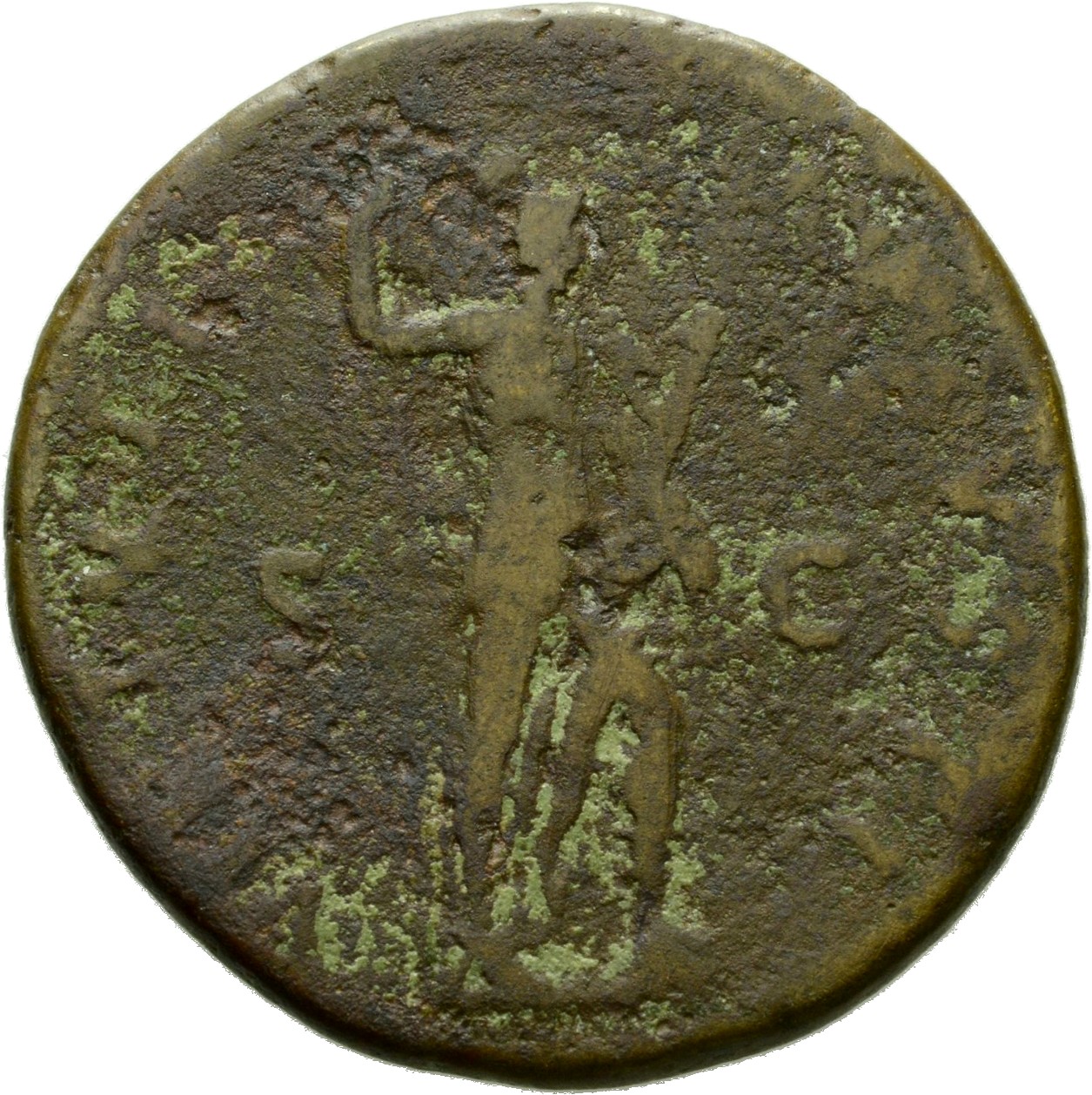 RIC II, Part 1 (second edition) Domitian 804 Domitian reverse, Virtus standing right, resting foot on helmet, holding spea...