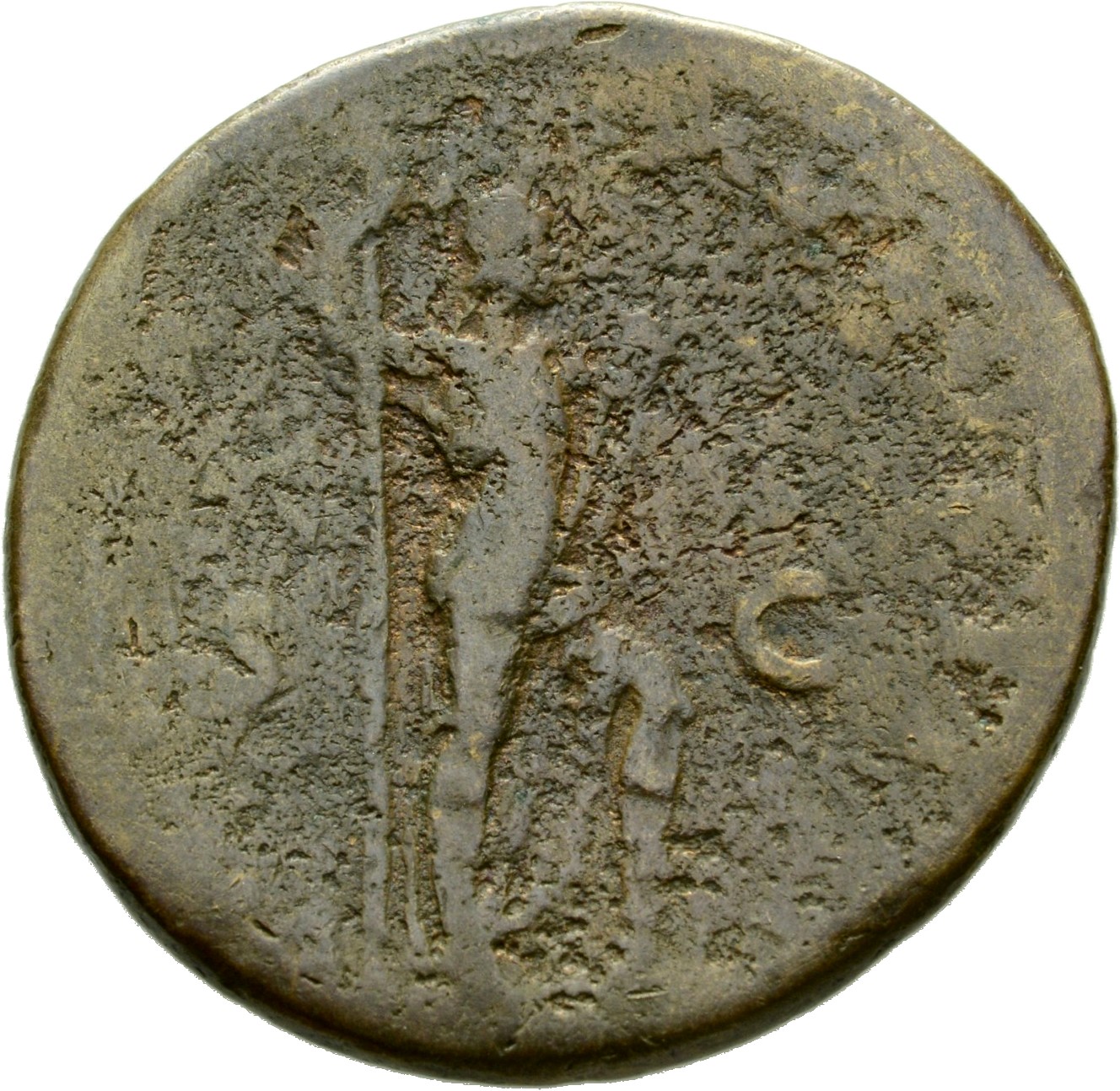 RIC II, Part 1 (second edition) Domitian 810 Domitian reverse, Virtus standing right, resting foot on helmet, holding spea...