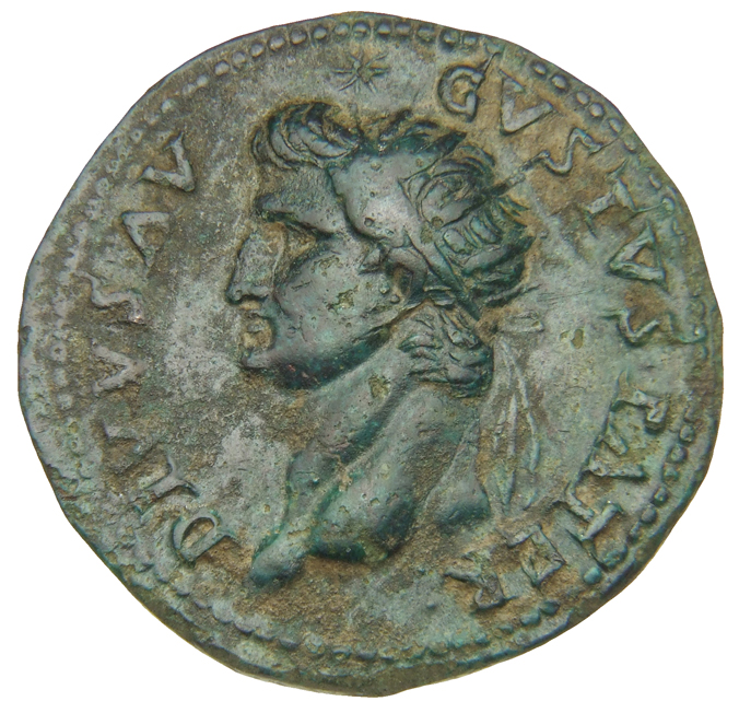 RIC II, Part 1 (second edition) Domitian 823 Domitian obverse, Head of Divus Augustus, radiate, left; star above