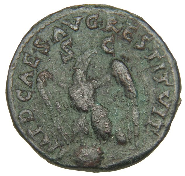 RIC II, Part 1 (second edition) Domitian 824 Domitian reverse, Eagle standing front on globe, head right, wings spread