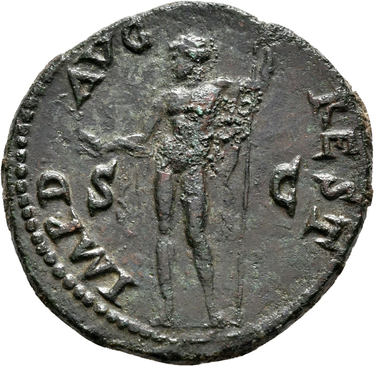 RIC II, Part 1 (second edition) Domitian 825 Domitian reverse, Neptune standing left, holding dolphin in right and sceptre...